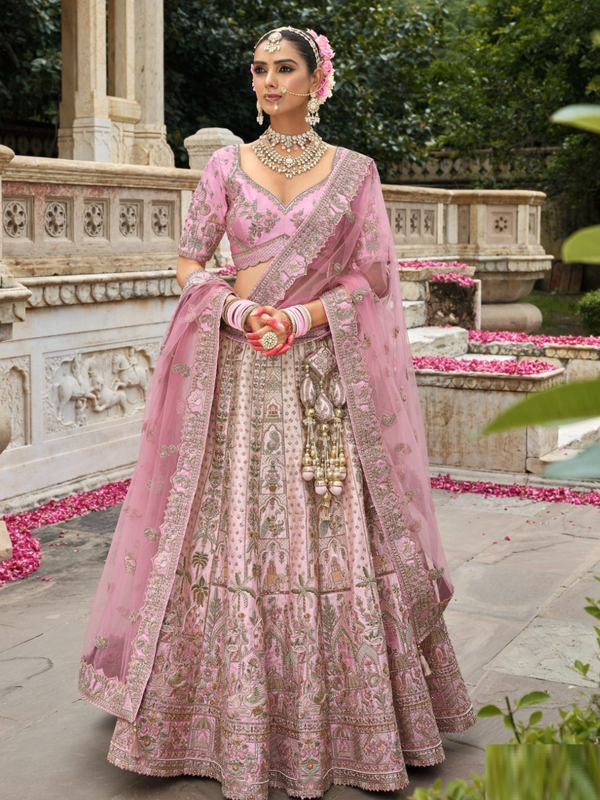 Stepnshop Silk Bridal Lehenga with Khatli Work