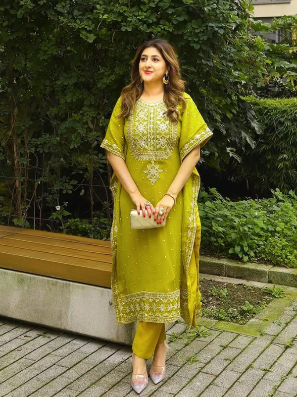 Stepnshop Designer Georgette Kaftan with Sequence and Zari Detailing