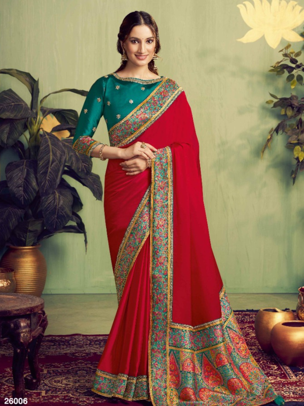 Stepnshop Elegant Fancy Saree with Embroidery & Stone Work