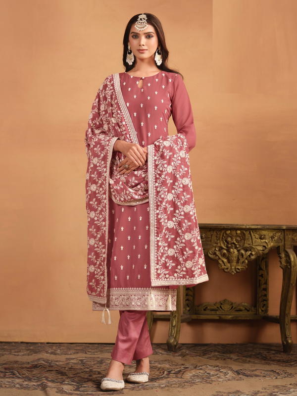 Stepnshop (ST06) Georgette Embroidered Suit Set for Women