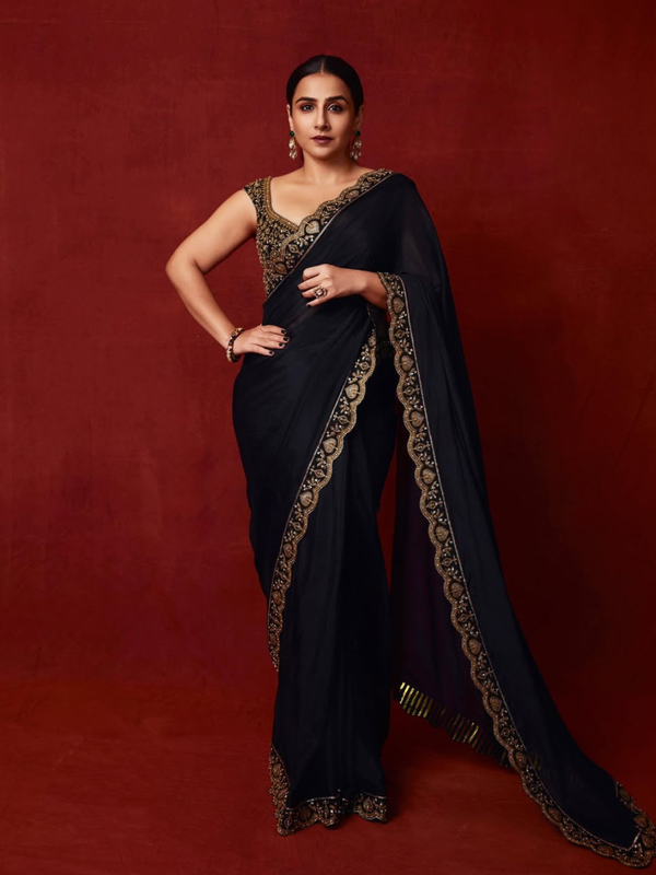 Stepnshop Bollywood-Style Chinon Silk Saree with Sequin Work
