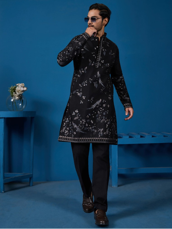 Stepnshop (ST06) Viscose Silk Men’s Kurta Pajama with Embroidery Work