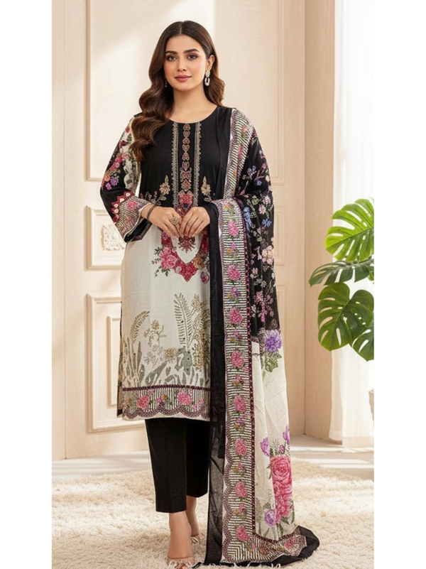 Stepnshop Muslin Pakistani-Style Printed Suit Set