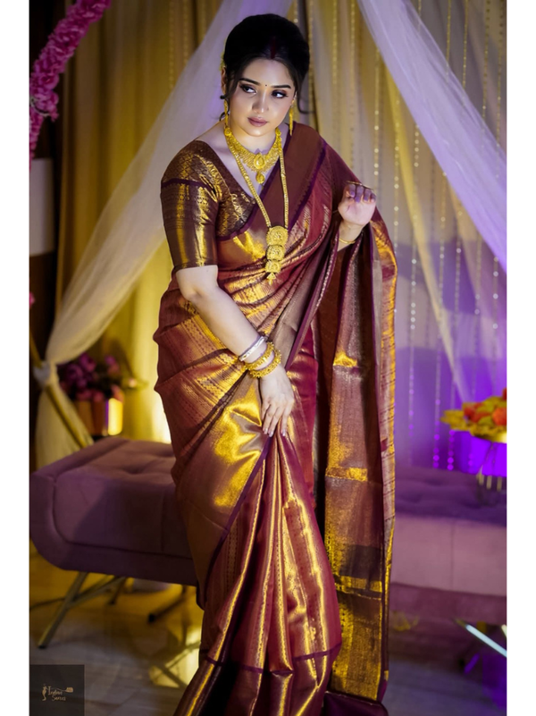 Stepnshop (ST06) Classic Banarasi Tissue Kanchipuram Silk Saree