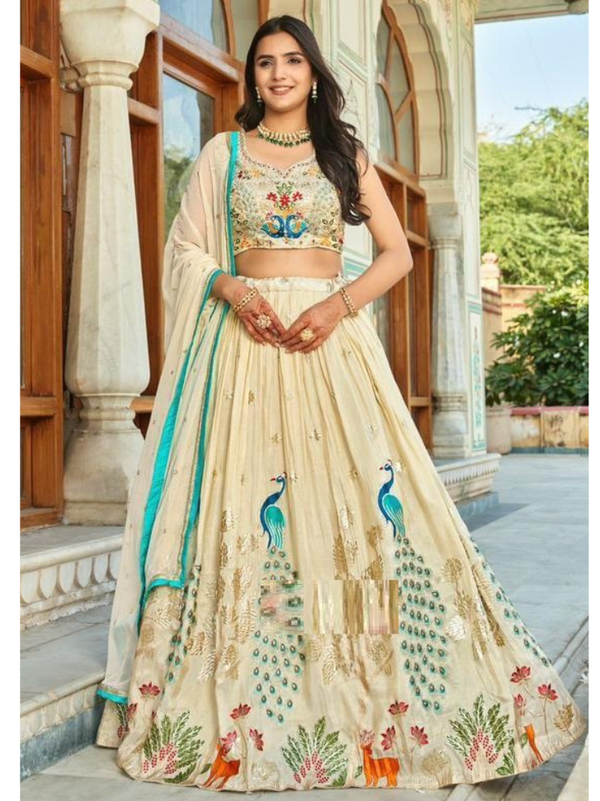 Stepnshop Silk Lehenga Set with Embroidery & Stone Work