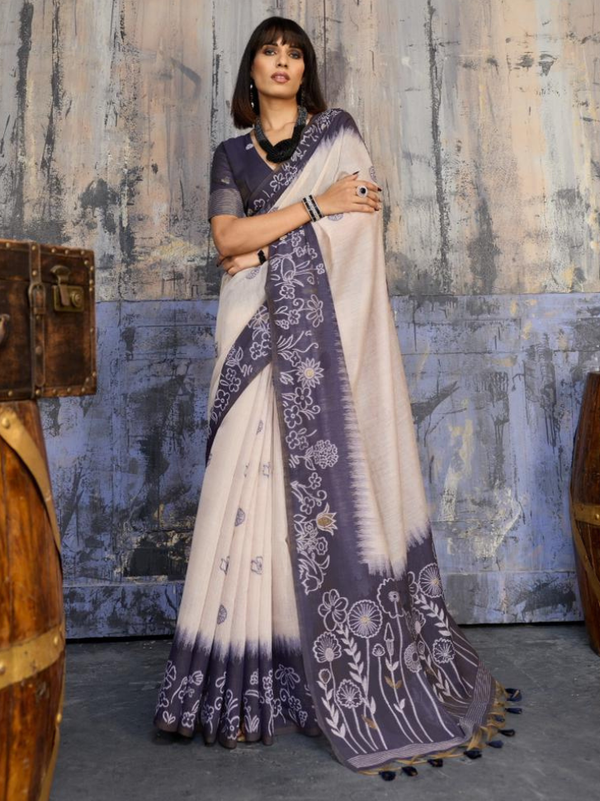 Stepnshop Elegant Cotton Weaving Saree with Matching Blouse