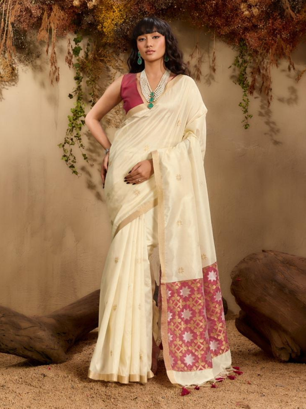 Stepnshop Tussar Silk Saree with Weaving Work