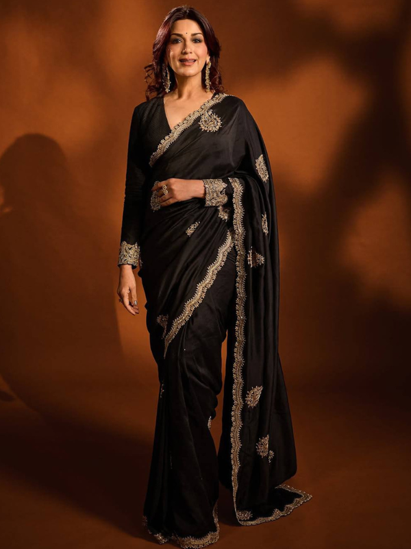 Stepnshop Bollywood Style Crush Silk Embroidered Saree