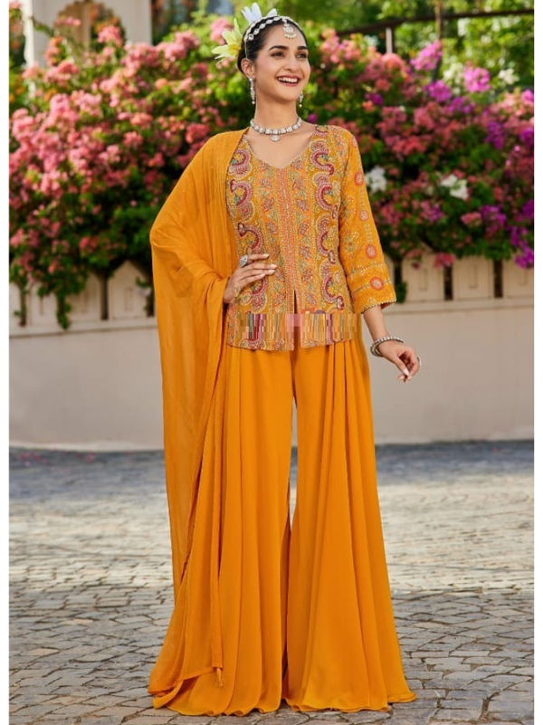 Stepnshop Elegant Viscose Peplum Set with Stone Detailing