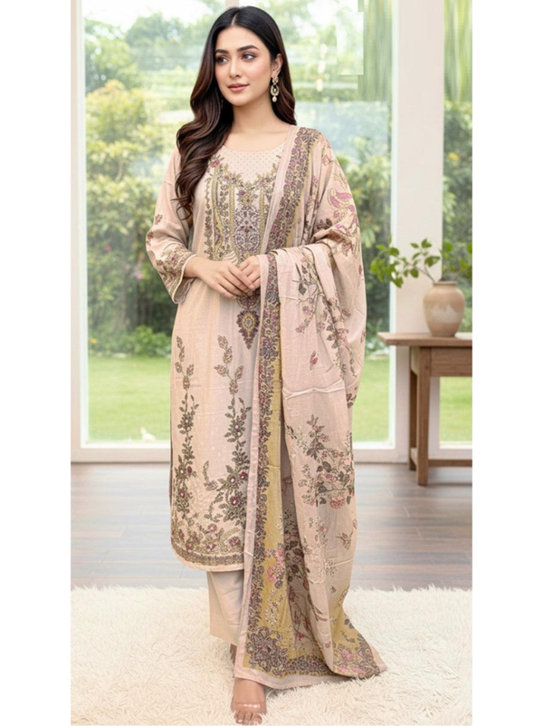 Stepnshop Muslin Printed Pakistani Suit Set