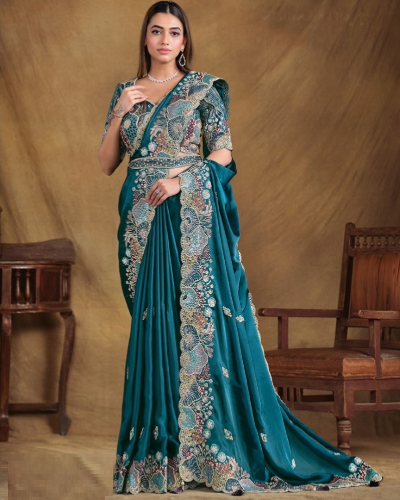 Party Wear Style Designer Saree With Designer Belt