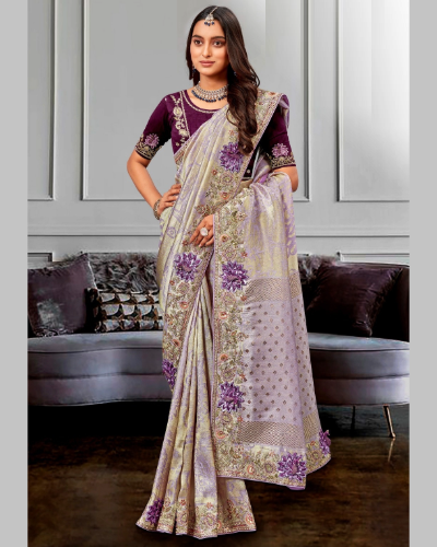 Trendy Designer Wedding Silk Saree in Zari & Sequin