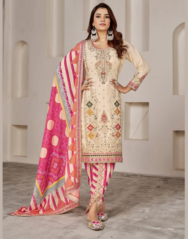 Heavy Chinon Emboidery Suit Woman Stitched Dhoti Style Suit