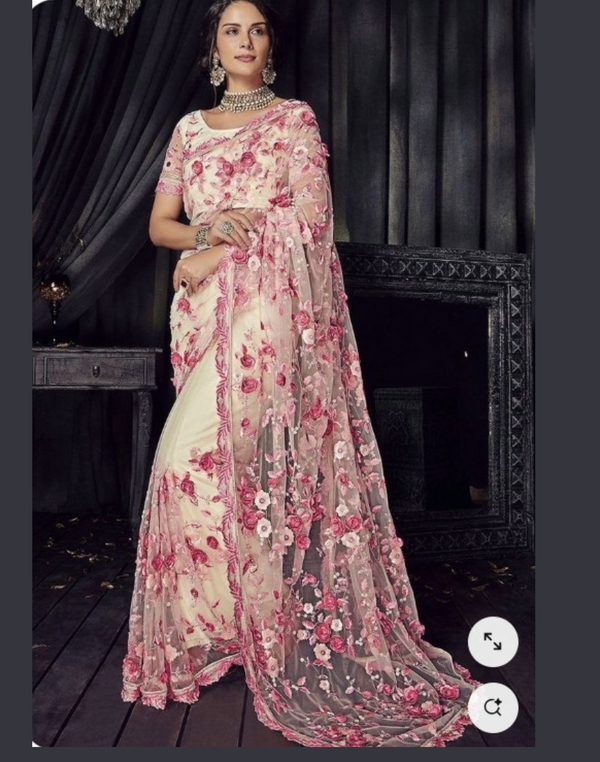 Indian Women Flowers Designs Fancy Bridal Saree