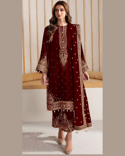 Winter Special Velvet Fabric Pakistani Suit