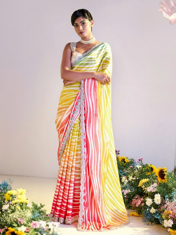 Elegant Fancy Saree with Digital Prints and Embroidered Highlights