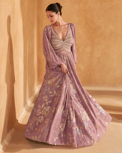 Designer Chinon Silk Beautiful Latest Gown