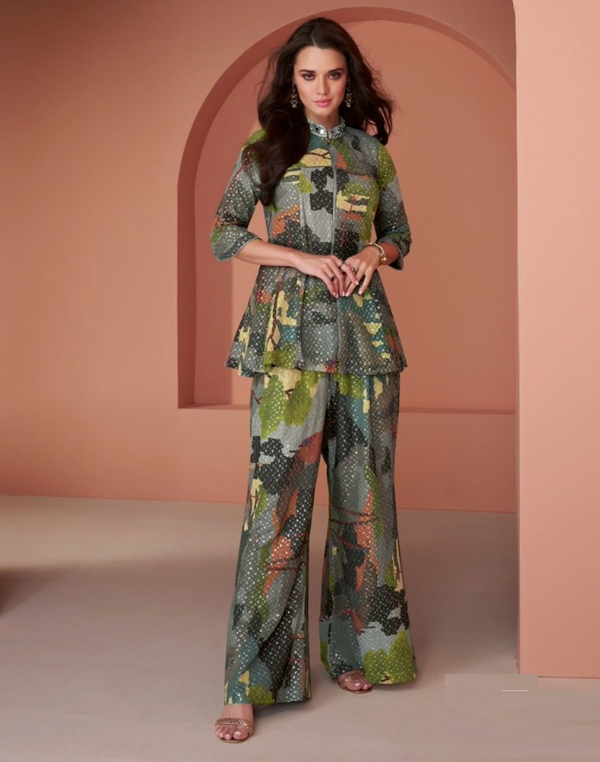 Beautiful Embroidered Crepe Silk Co-Ord Set