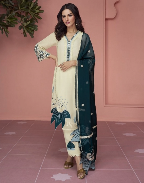 Women's Designer Silk Jacquard Straight Salwar Kameez Suit