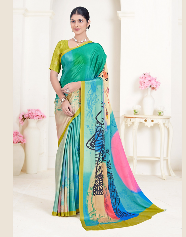 Latest Designer Printed Soft Crepe Trendy Saree