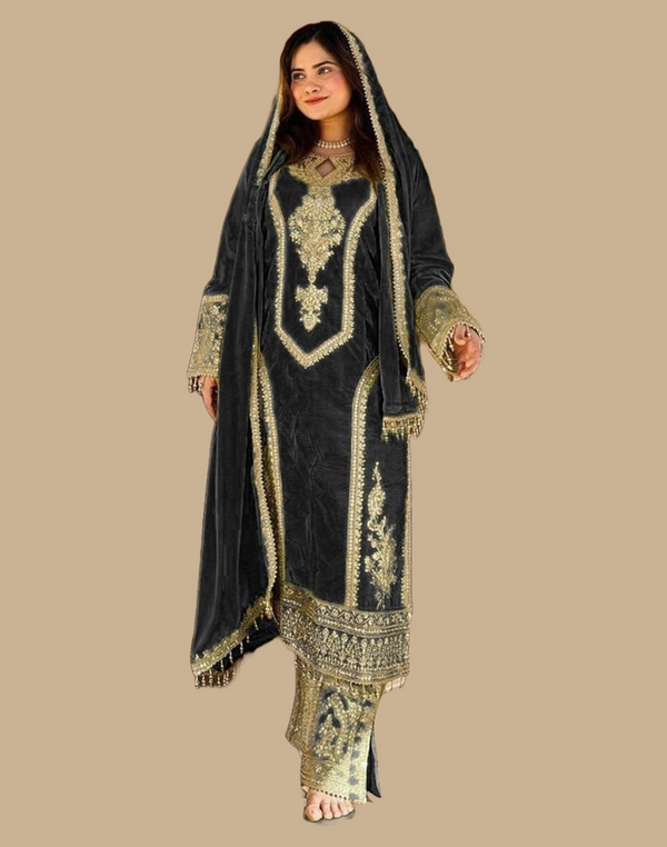 Heavy Chinon Pakistani Style Straight Salwar Kameez