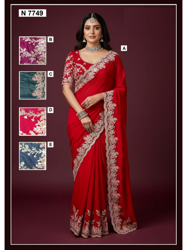Stepnshop Fancy Embroidered & Zari Work Saree Set