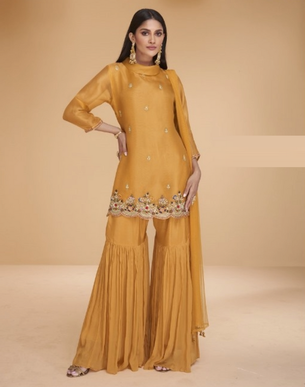 Tradition Organza Silk Designer Sharara Suit