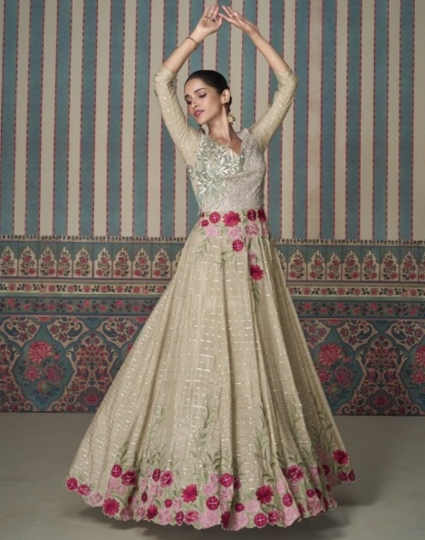 Ethnic Sequins Latest Designer Fancy Gown Party Wear