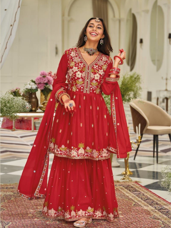 StepnShop Chinon Sharara Set with Embroidery Work
