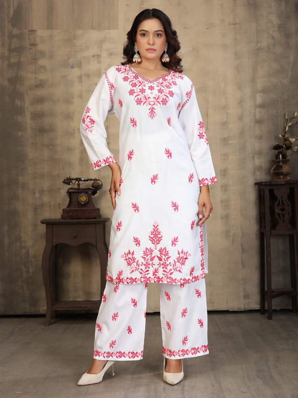 Stepnshop Elegant Rayon Kurti with Chikankari Embroidery
