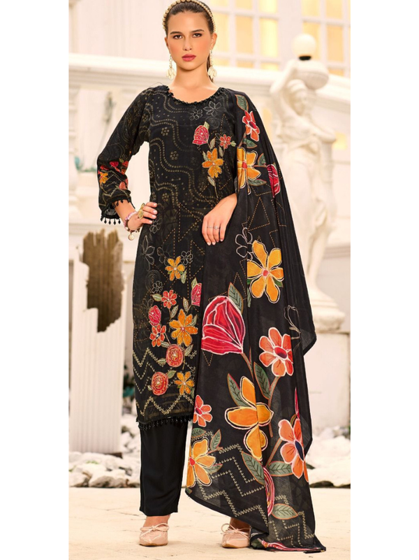 Stepnshop Viscose Pakistani Suit with Digital Print & Handwork