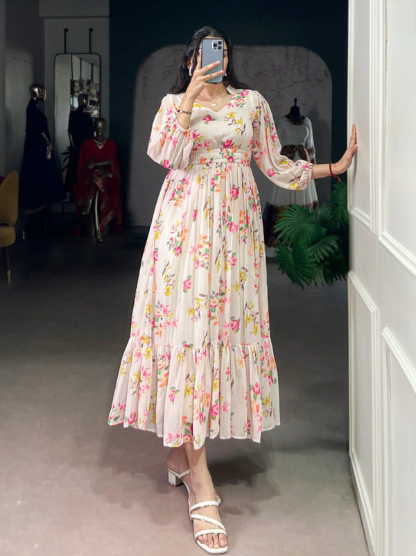 Stepnshop Georgette Floral Print Gown