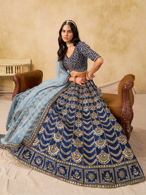 Stepnshop Art Silk Embroidered Lehenga Set with Net Dupatta