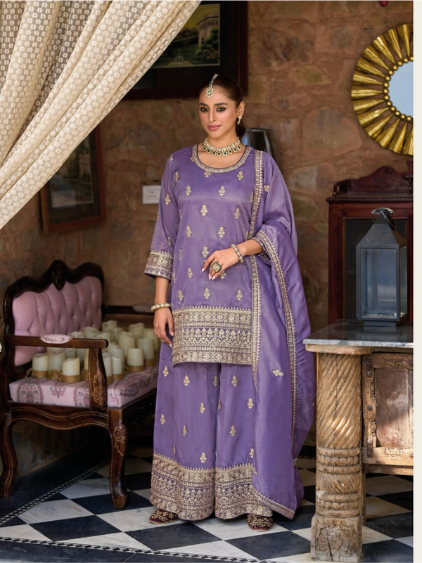 Party Wear Kurti Plazzo & Dupatta Set