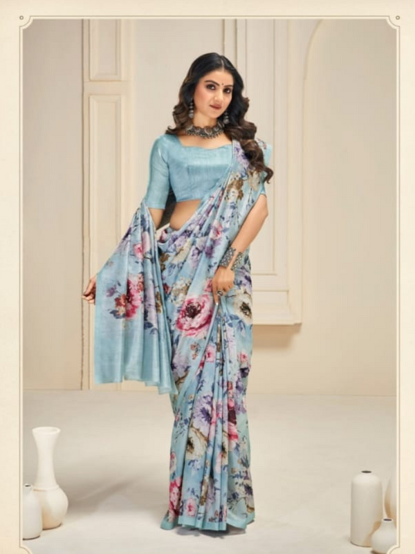 Grace in Every Drape – Elegant Silk Saree with Artistic Print