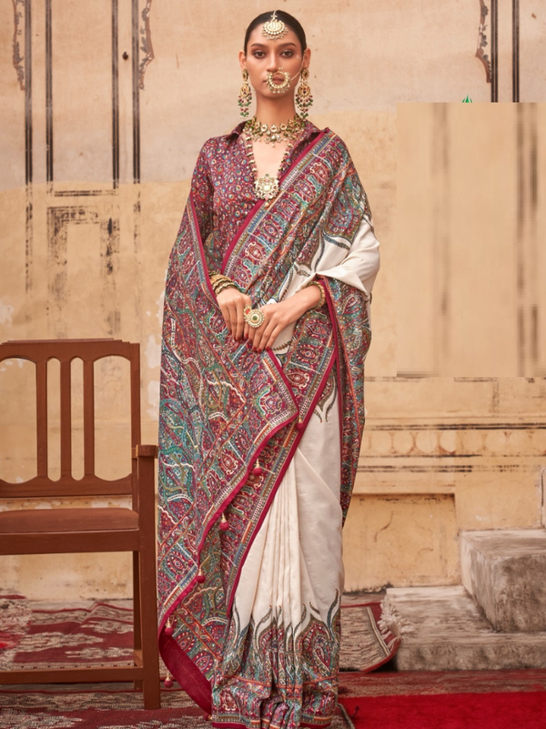 Elegant Silk Saree with All-Over Printed Design