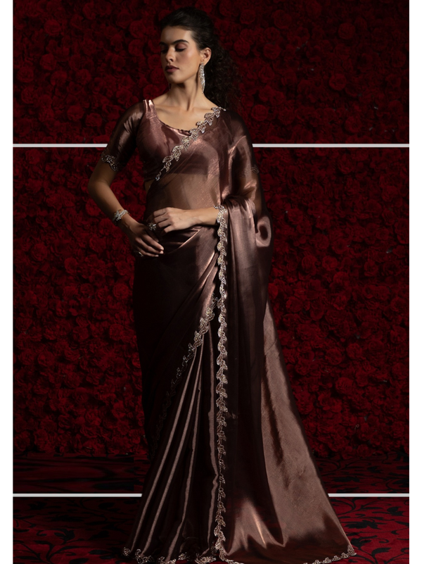 Designer Chiffon Saree & Blouse with Hand Work