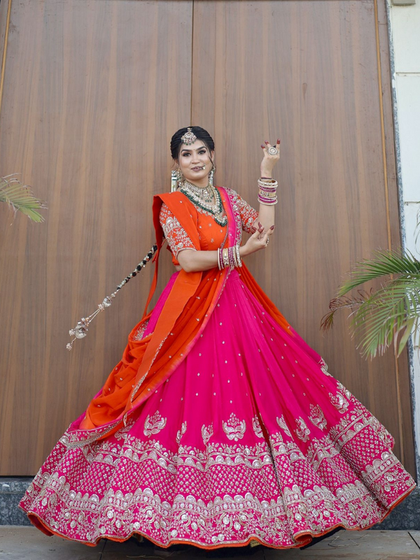 Georgette Lehenga Set with Thread & Sequin Work – Double Dupatta Style