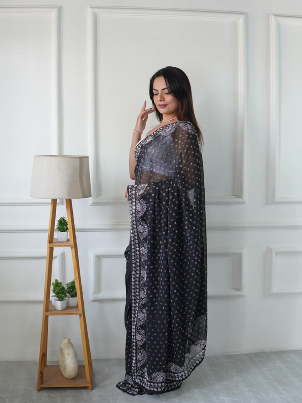 Georgette Saree with Swarovski Work & Sequin Blouse