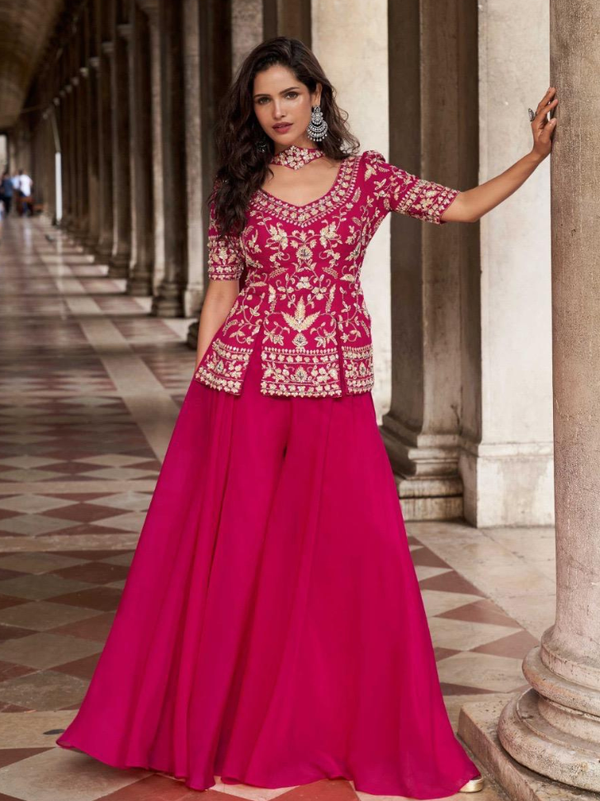 Stepnshop Organza Silk Embroidered Sharara Set