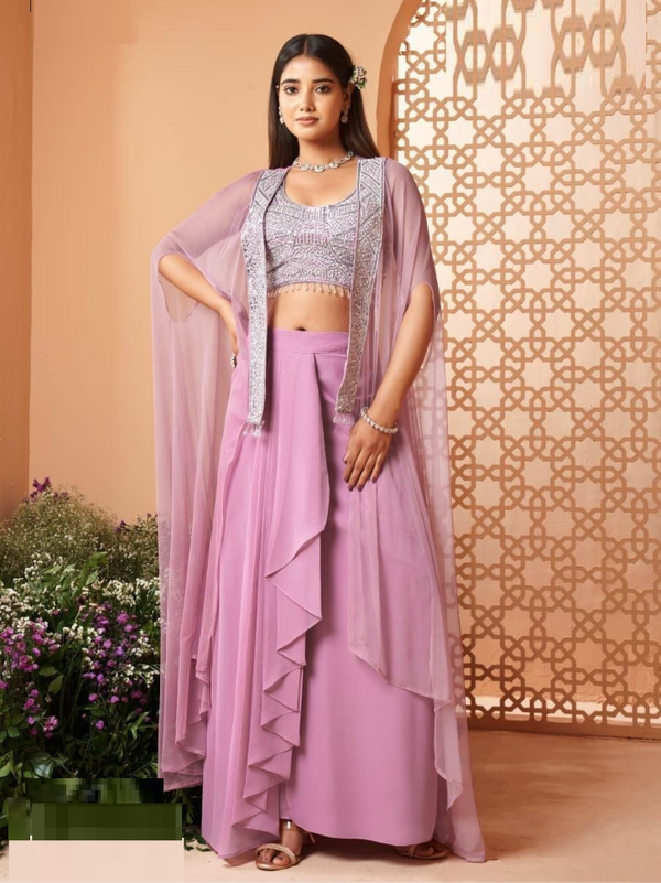 Embroidered Viscose Co-Ord Set with Jacket