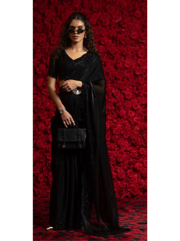 Premium Handcrafted Stain Silk Saree Set