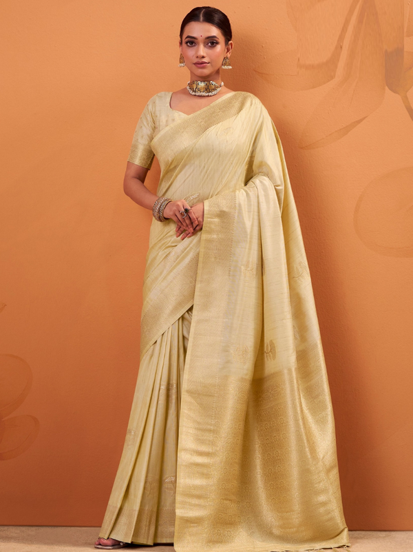 Stepnshop Handloom Tussar Weaving Work Saree