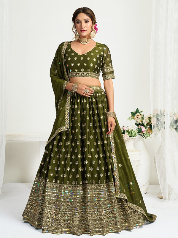 Stepnshop Silk Embroidered Sequins Lehenga Set