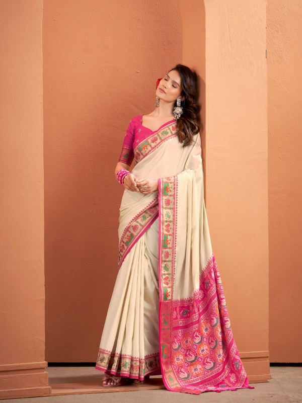Classic Silk Saree & Blouse Set with Zari Detailing