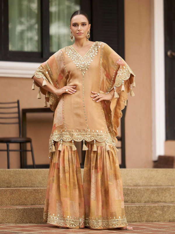 Stepnshop Chinon Silk Kaftan with Handwork & Mirror Detailing