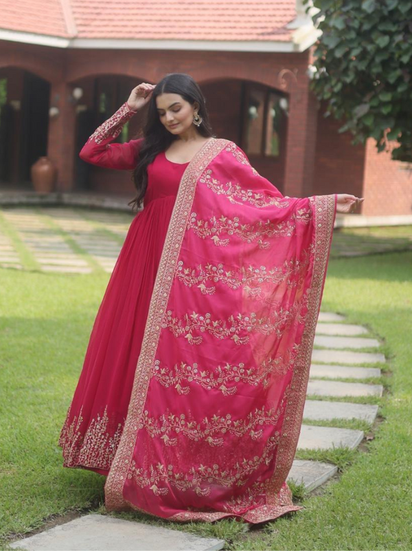 Anarkali Georgette Suit with Zari & Sequins Work