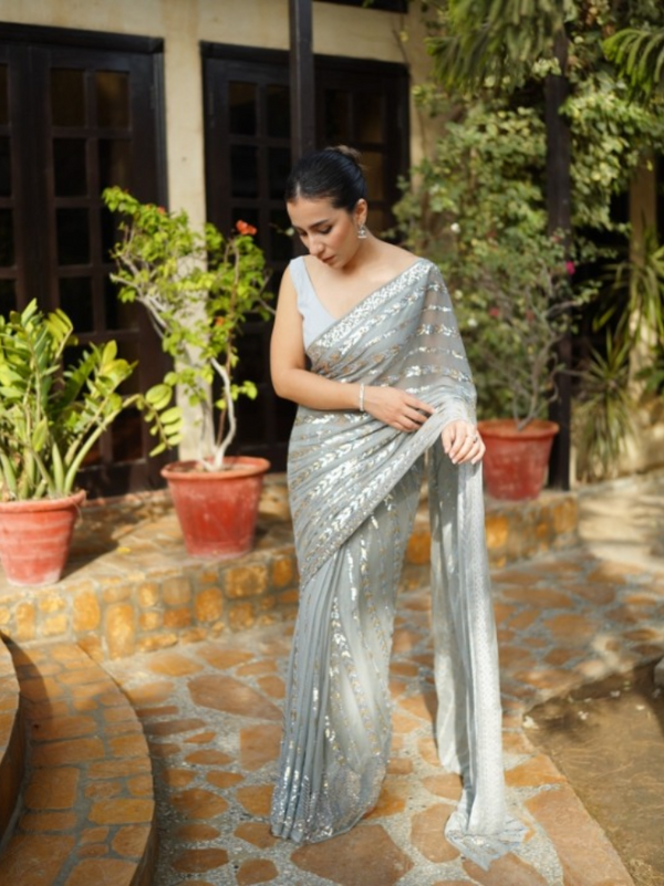 Designer Georgette Saree with Dual Sequin Work