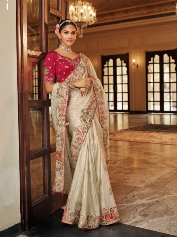Stepnshop Silk Saree with Embroidery & Khalti Work