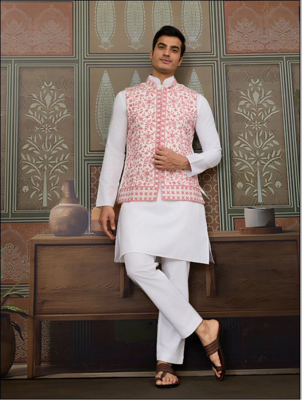 Stepnshop Men’s Ethnic Wear in Silk with Real Mirror & Thread Sequence